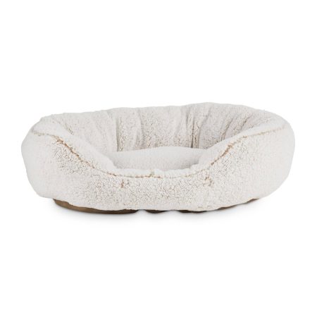 Petco Cozy Cuddler Plush Dog Bed, Washable, 20-in x 22-in, Cream