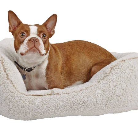 Petco Cozy Cuddler Plush Dog Bed, Washable, 20-in x 22-in, Cream