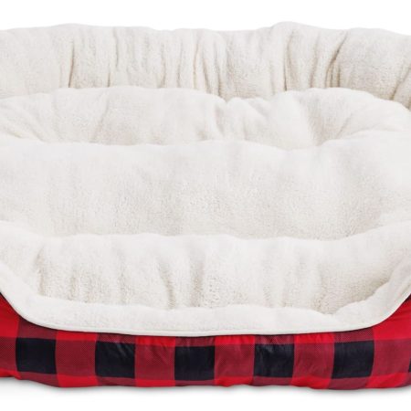 Petco Washable Cuddle Pet Bed, 43 x 37-in, Buffalo Check