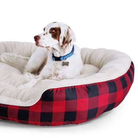 Petco Washable Cuddle Pet Bed, 43 x 37-in, Buffalo Check