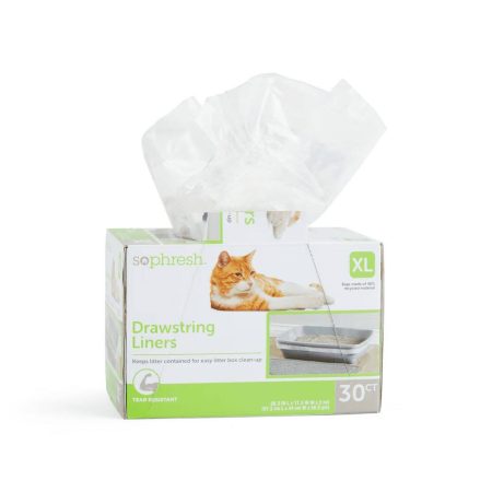 So Phresh Drawstring Cat Litter Box Liners, Large, 40-ct