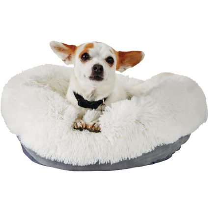 Petco Lavender-Scented Calming Dog Bed, 18-in x 18-in, Grey/Cream