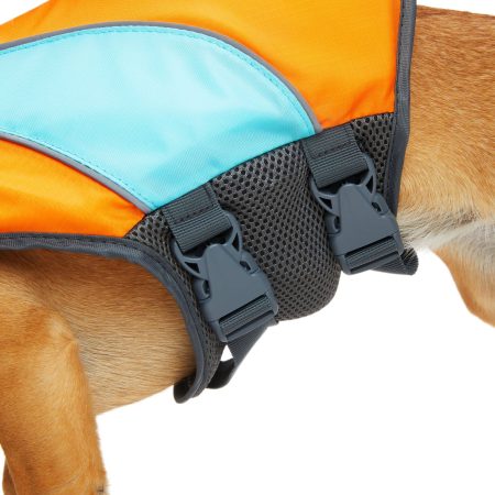 Petco Neon Life Jacket/Flotation Vest with Handle for Dogs, Orange and Blue