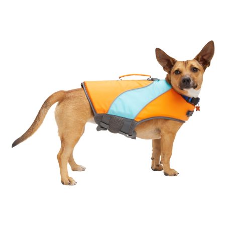 Petco Neon Life Jacket/Flotation Vest with Handle for Dogs, Orange and Blue