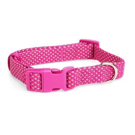 Petco Pink Woven Adjustable Reflective Dog Collar