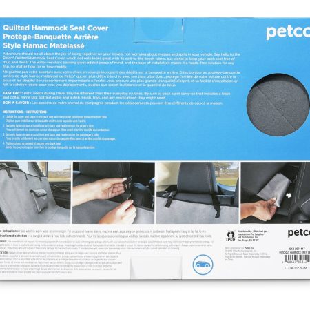 Petco Quilted Hammock Pet Car Seat Cover, 58-in x 59-in, Grey