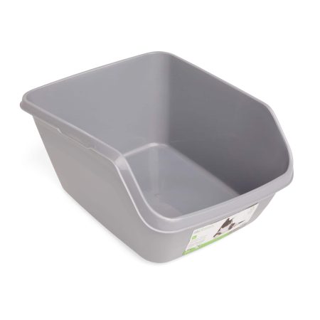 So Phresh Scatter Shield High-Back Plastic Cat Litter Box, Large, Grey