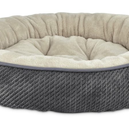 Petco Textured Round Cat Bed, Washable, 20-in x 20-in, Dark Grey