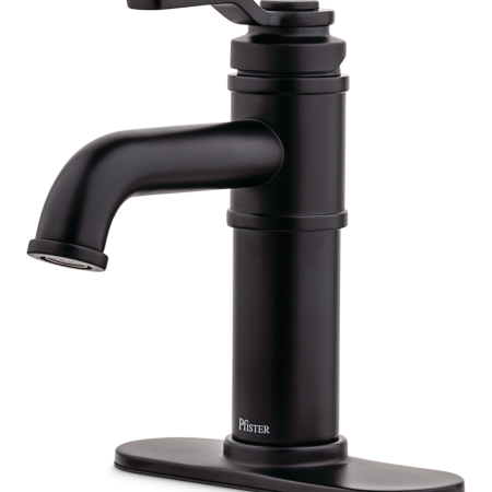 Pfister Breckenridge Single Handle High Arc Bathroom Sink Faucet, Push & Seal™ Drain, WaterSense® Certified, Black