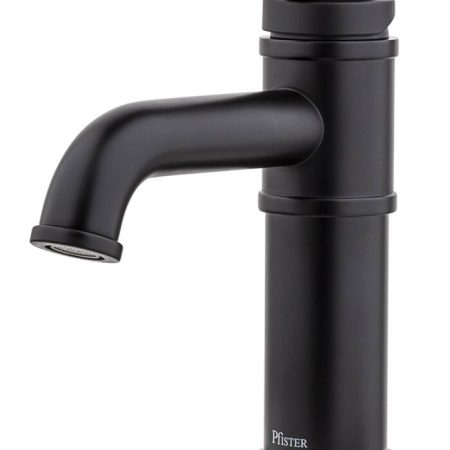 Pfister Breckenridge Single Handle High Arc Bathroom Sink Faucet, Push & Seal™ Drain, WaterSense® Certified, Black