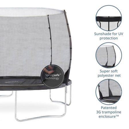 Plum® Magnitude Springsafe® Outdoor Trampoline with Sun Shade, Safety Enclosure and Cover, 10-ft, Ages 6+