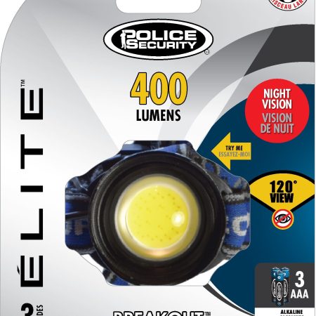 Police Security 400 Lumens Breakout Headlight/Headlamp with 4 Light Modes, Batteries Included