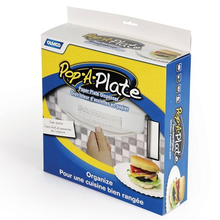 CAMCO 57005 Pop-A-Plate 9-in Paper Plate Dispenser, White