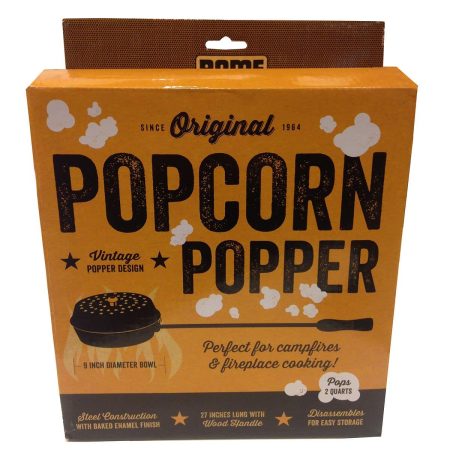 Rome Enamel Round Popcorn Popper with Wooden Handle for Campsite