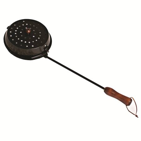 Rome Enamel Round Popcorn Popper with Wooden Handle for Campsite