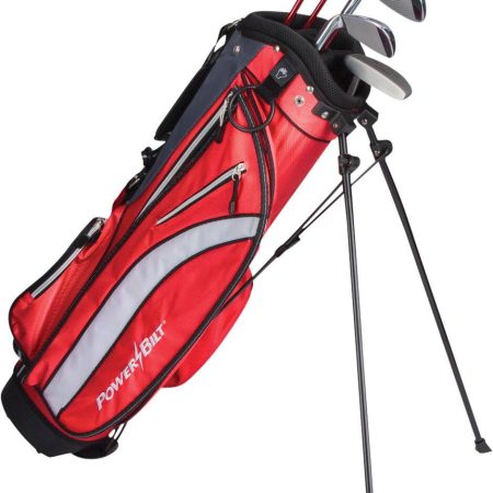 PowerBilt Junior Tour Golf Club Set, Lightweight, For Ages 9-12, Left-Hand, Red