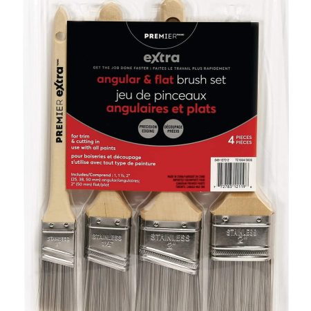 Premier Extra Angle Paint Brushes for Trim and Cutting, 4-pk