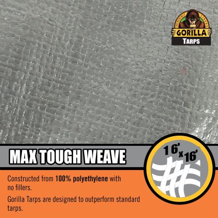 Gorilla Premium Tough Max 3-Layer Heavy-Duty Tarp, 14-mm, 8-ft x 10-ft