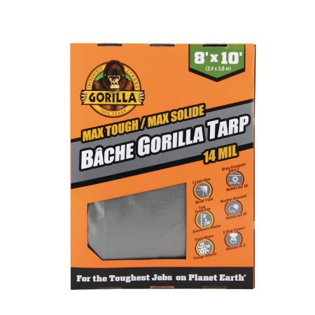 Gorilla Premium Tough Max 3-Layer Heavy-Duty Tarp, 14-mm, 8-ft x 10-ft