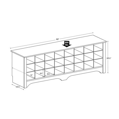 Prepac Shoe Cubby Bench, 60-in