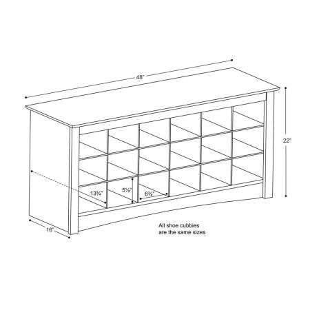 Prepac Shoe Cubby Bench