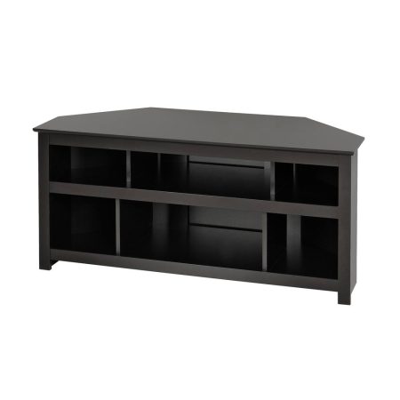 Prepac Vasari Open Shelf Corner TV Stand & Media Storage Console Cabinet, Black