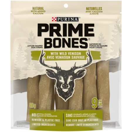 Purina Prime Bones Dog Chews with Wild Venison Dog Treats, Rawhide Free, 9-Pk, 641-g