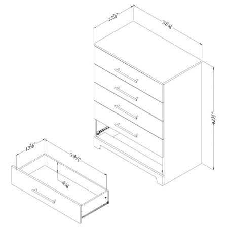 South Shore Primo 5-Drawer Dresser/Chest, Rustic Oak Finish