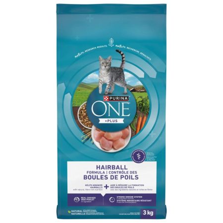 Purina ONE® Hairball Formula Chicken Adult Dry Cat Food, 3-kg