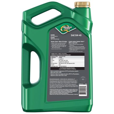 Quaker State Euro 5W40 Synthetic Engine/Motor Oil, 5-L