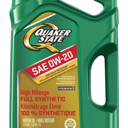 Quaker State High Mileage 0W20 Synthetic Engine/Motor Oil, 5-L