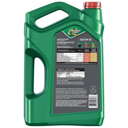 Quaker State High Mileage 5W20 Synthetic Engine/Motor Oil, 5-L