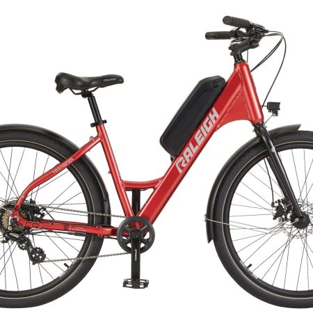 Raleigh Delta-E Adult Bike, 250 W Motor, Aluminum Frame, 27.5-in, Red