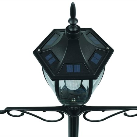 For Living Cresmont Outdoor Solar Lamp & Planter, Black