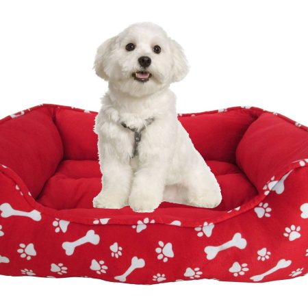 PAWS UP! Rectangle Dog Bed, 27-in x 23-in, Red