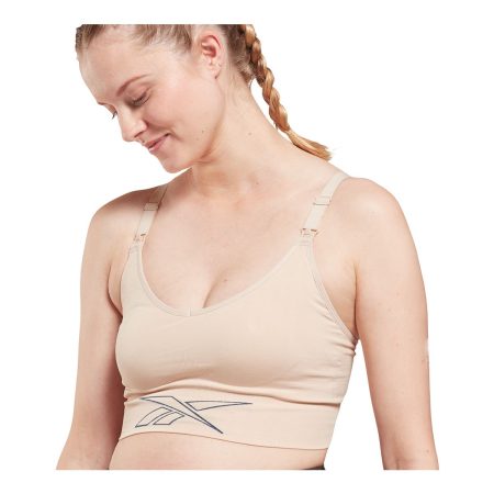 Reebok Women's Maternity Nursing Sports Bra, Low Impact, Removable Pads, Longline