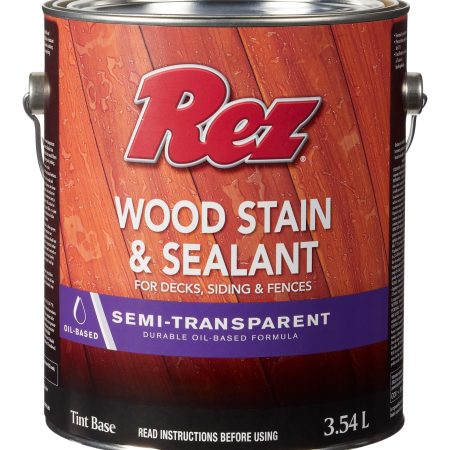 Rez Durable Oil-Based Wood Stain & Sealant for Decks, Siding & Fences, Semi-Transparent, Tint Base, 3.54-L/0.94-Gallon