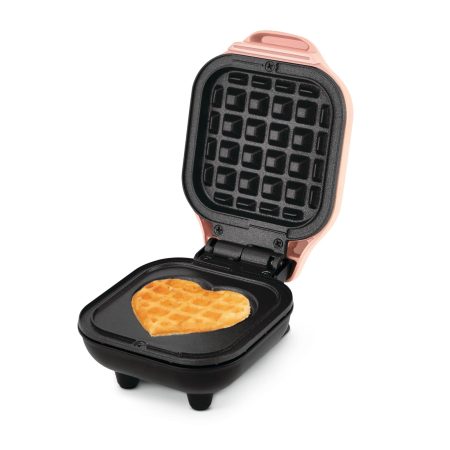 Dash Heart Compact Mini, Non-Stick Waffle Maker, Pink