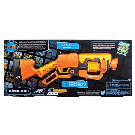 NERF Roblox Adopt Me! Lever Action Dart Blaster, Rotating 8-Dart Drum, 8 Elite Darts, Age 5+