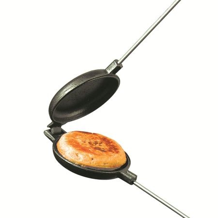 Rome Original Cast Iron Round Pie Iron with Wood Handle, 28-in