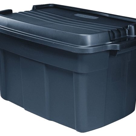 Rubbermaid Roughneck Large Stackable Storage Box with Lid, 140-L, Blue