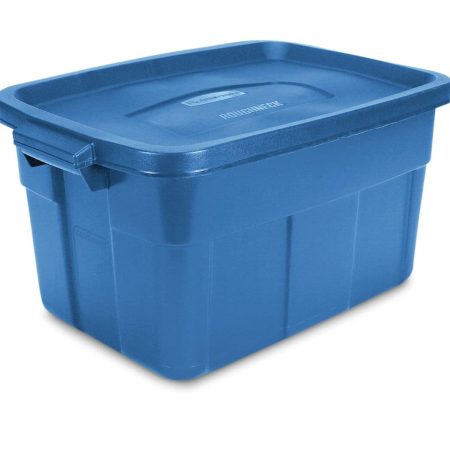 Rubbermaid Roughneck Stackable Storage Box with Lid, 53-L, Blue