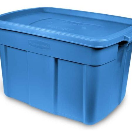 Rubbermaid Roughneck Stackable Storage Box with Lid, 68-L, Blue