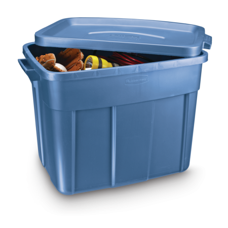 Rubbermaid Roughneck Stackable Storage Box with Lid, 68-L, Blue