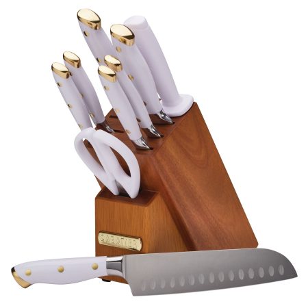 Sabatier Forged Knife Block Set, White/Gold, 10-pc