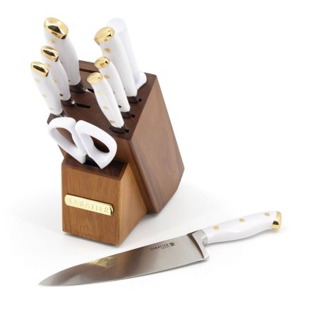 Sabatier Forged Knife Block Set, White/Gold, 10-pc