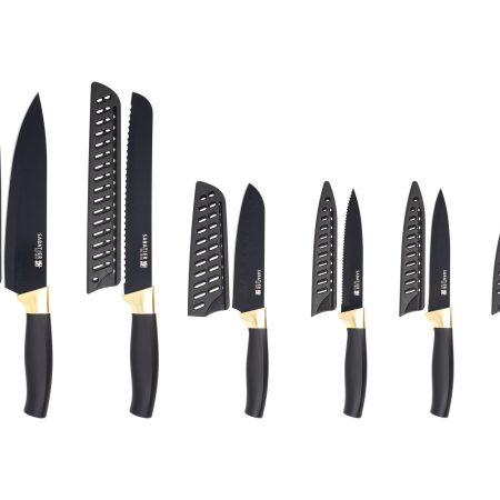 Sabatier Knife Set, Black/Gold, 12-pc