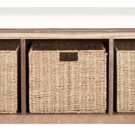 Safavieh Lonan Wicker Storage Bench, Grey Wash/White, 16.1-in x 47-in x 19.9-in