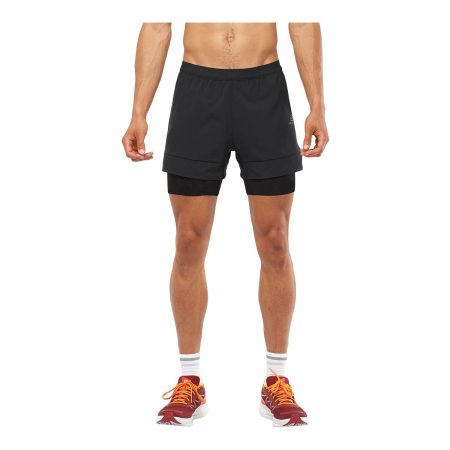 Salomon Men's Cross 2-in-1 Running Shorts, Slim Fit Quick-Dry