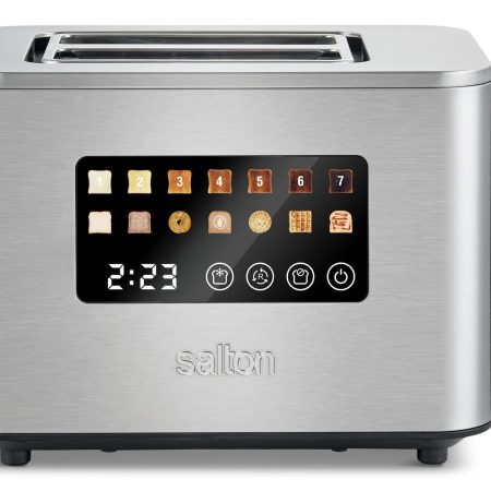 Salton Wide Slots Touchscreen Digital Toaster with 7 Settings, Stainless Steel, 2-Slices